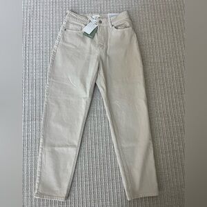 H&M Mom Jeans High Waist Cream Jeans
